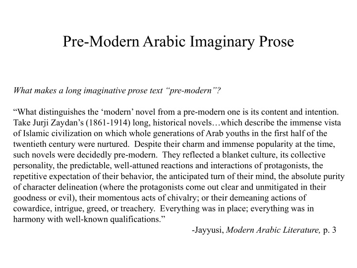 pre modern arabic imaginary prose n.w