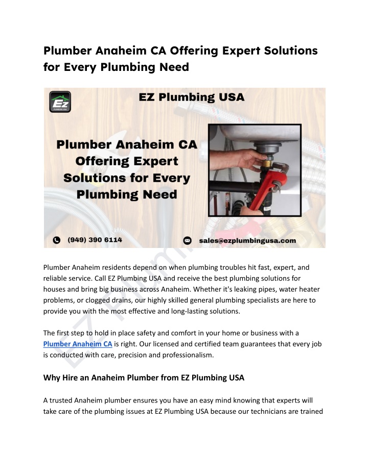 plumber anaheim ca offering expert solutions n.w