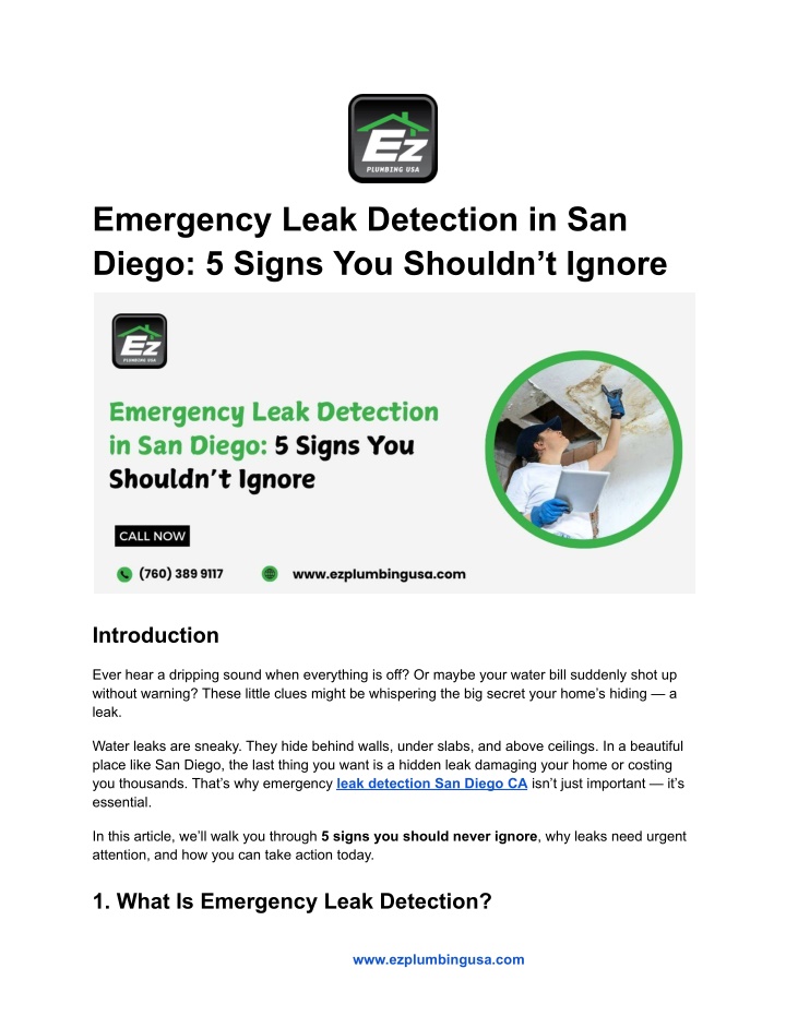 emergency leak detection in san diego 5 signs n.w