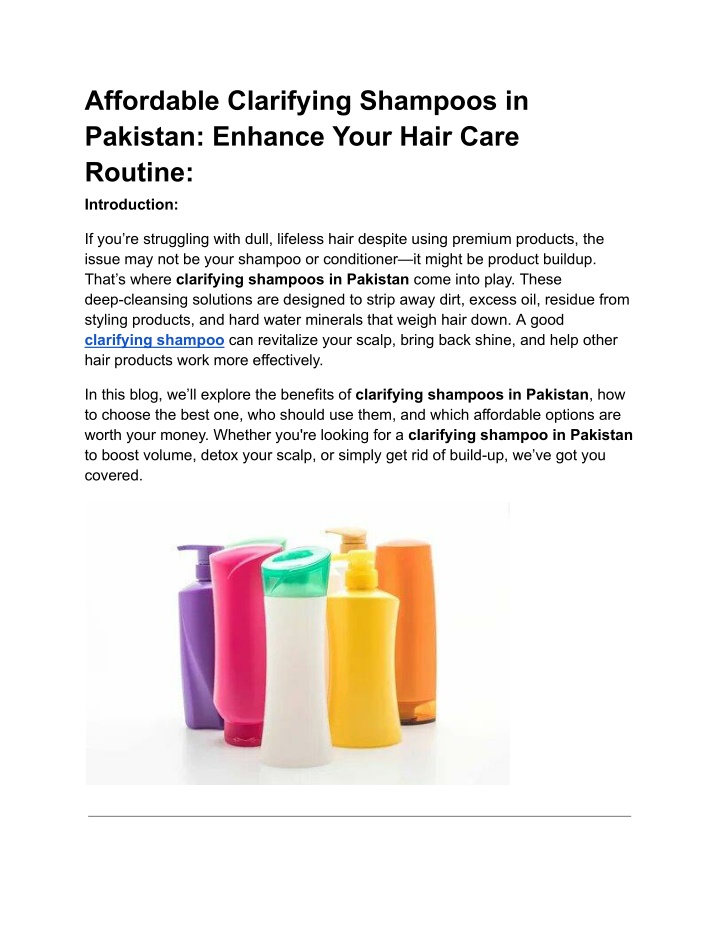 affordable clarifying shampoos in pakistan n.w