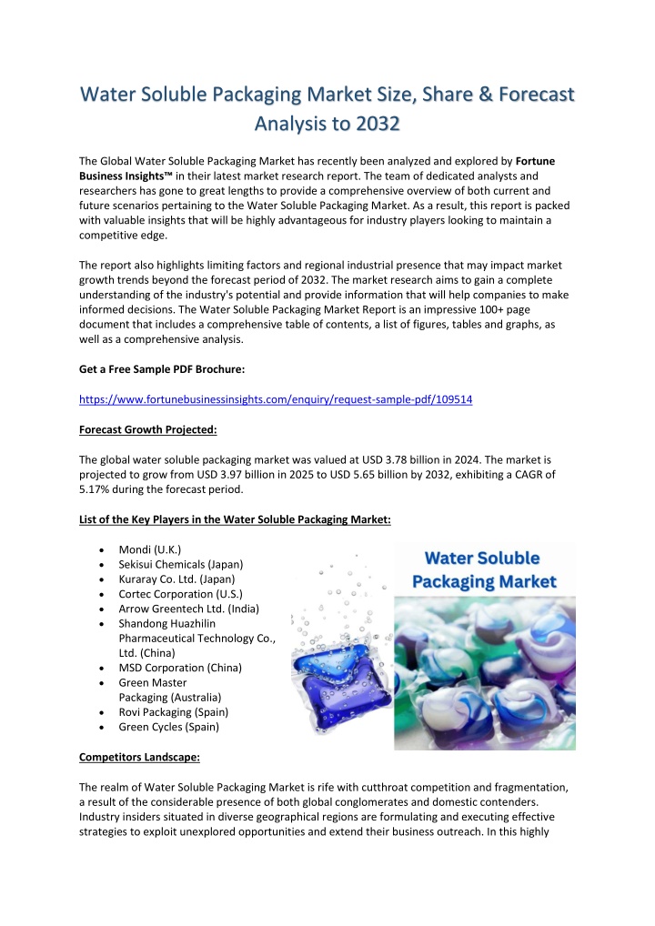 water soluble packaging market size share n.w