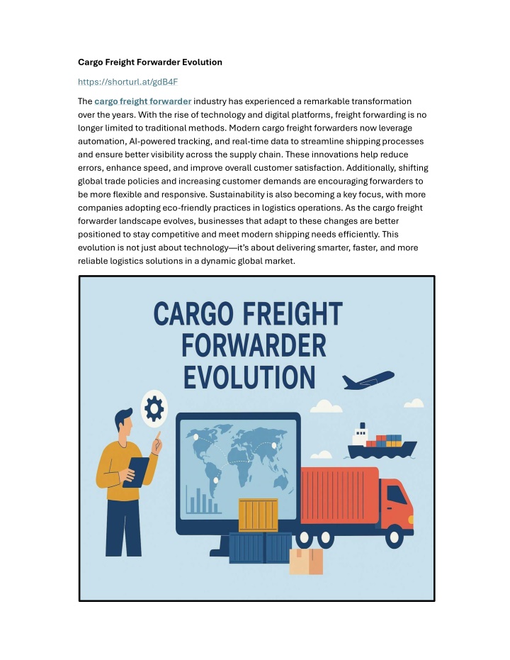 cargo freight forwarder evolution n.w