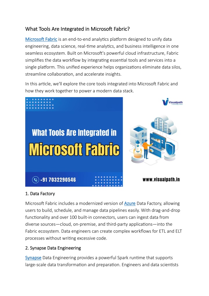 what tools are integrated in microsoft fabric n.w