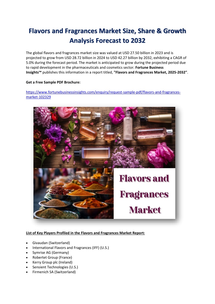 flavors and fragrances market size share growth n.w