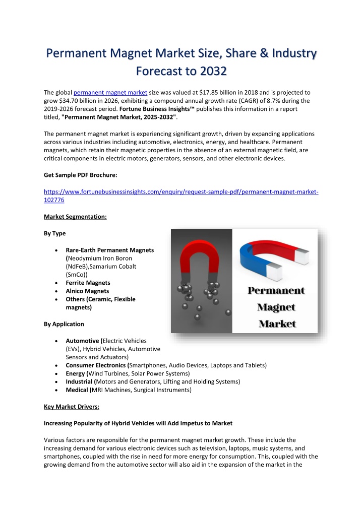 permanent magnet market size share industry n.w