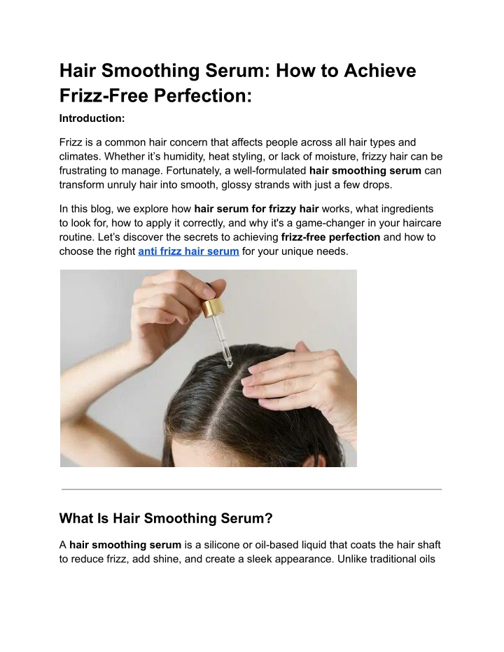 hair smoothing serum how to achieve frizz free n.w
