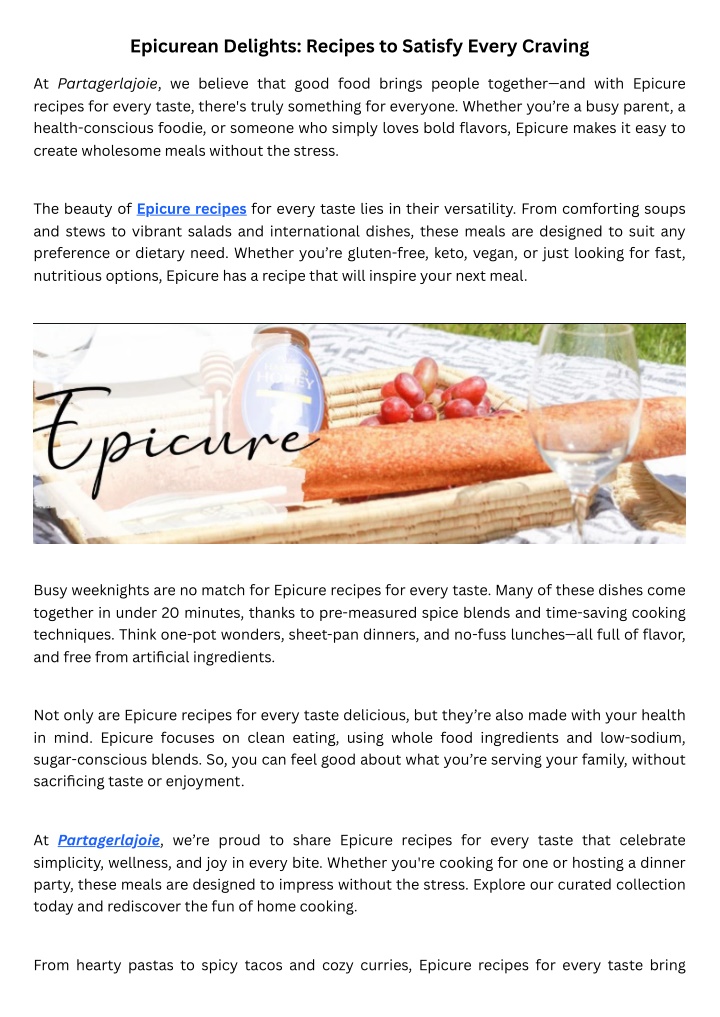 epicurean delights recipes to satisfy every n.w