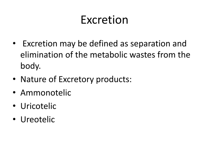excretion n.w