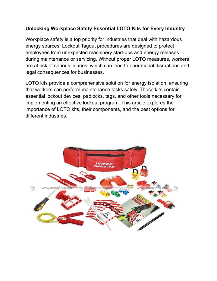 unlocking workplace safety essential loto kits n.w