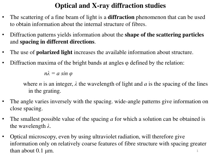 optical and x ray diffraction studies n.w