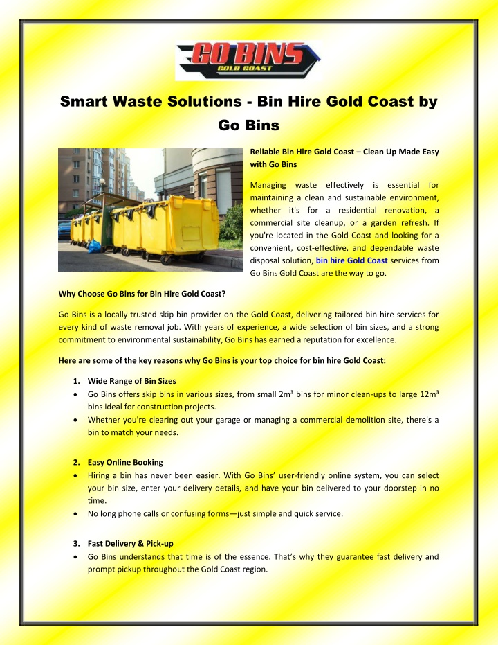 smart waste solutions bin hire gold coast n.w