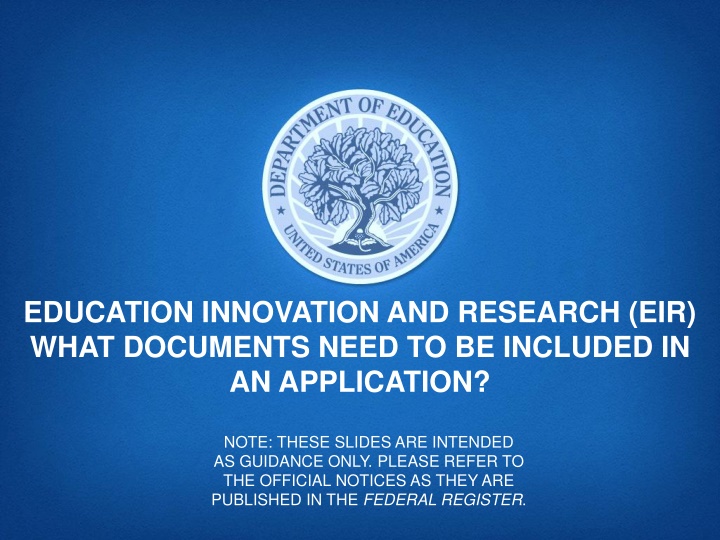 Required Documents for EIR Application