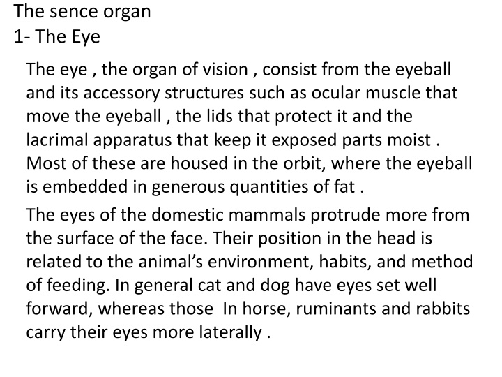 the sence organ 1 the eye n.w