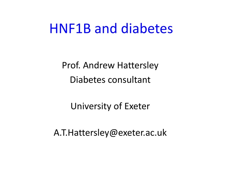 hnf1b and diabetes n.w