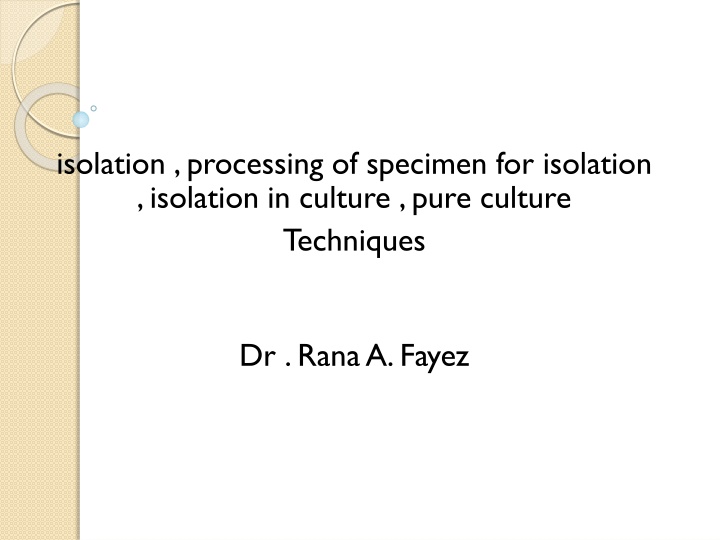 isolation processing of specimen for isolation n.w