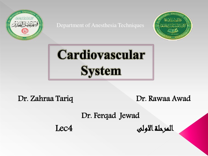 department of anesthesia techniques n.w