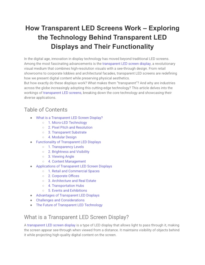 how transparent led screens work exploring n.w