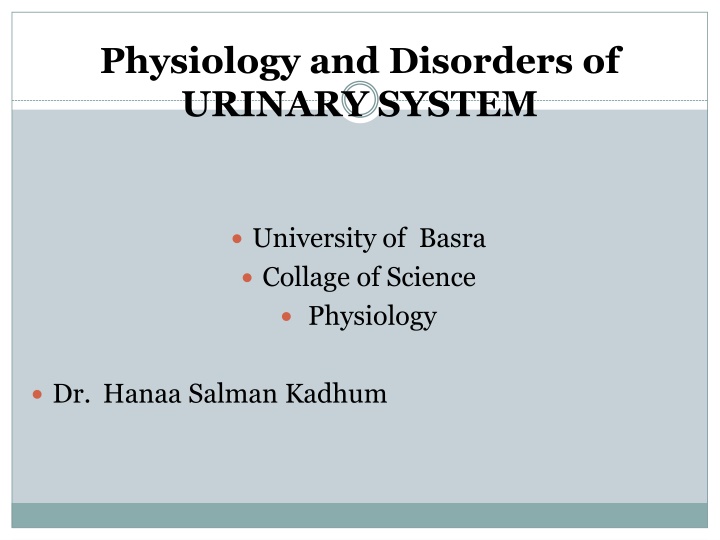 physiology and disorders of urinary system n.w