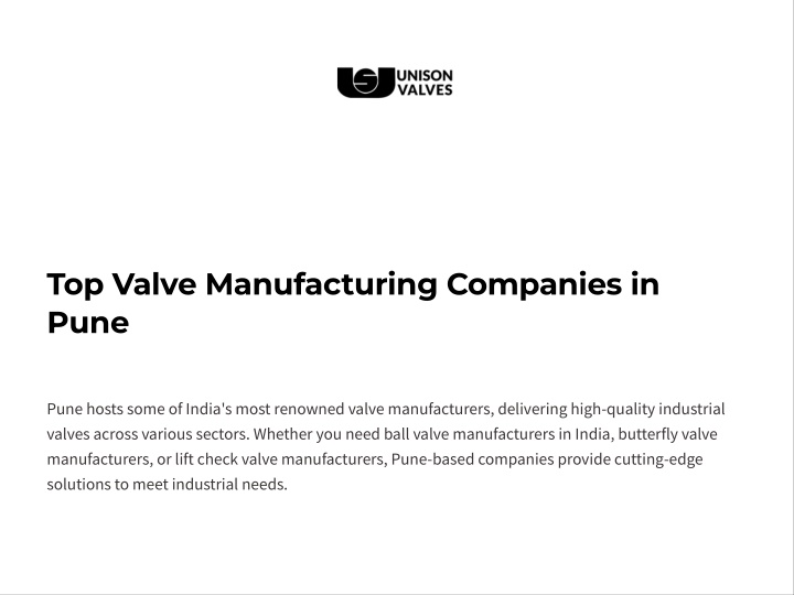 top valve manufacturing companies in pune n.w