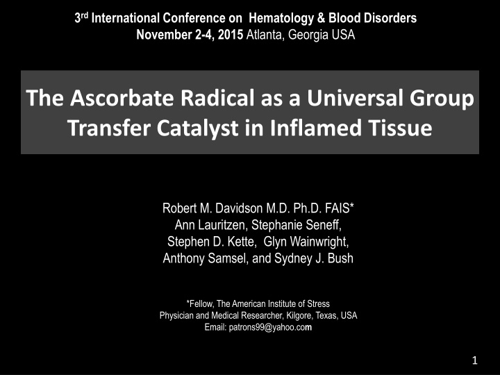 3 rd international conference on hematology blood n.w