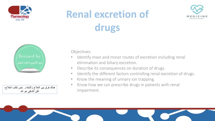 renal excretion of drugs n.w