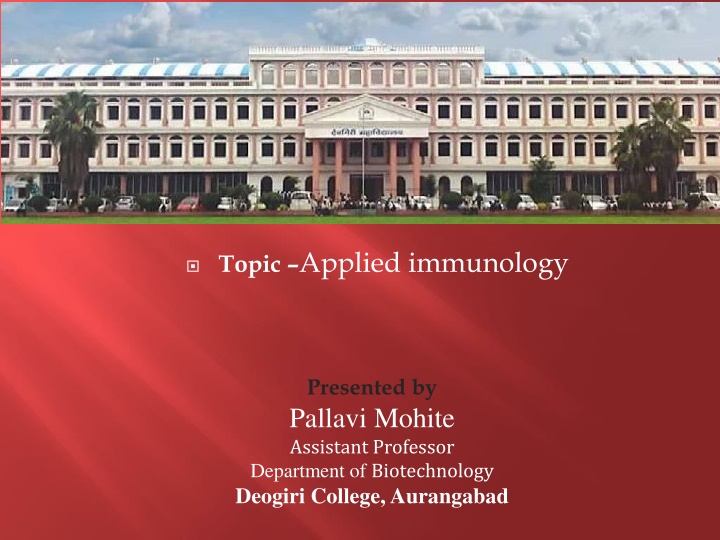 topic applied immunology n.w