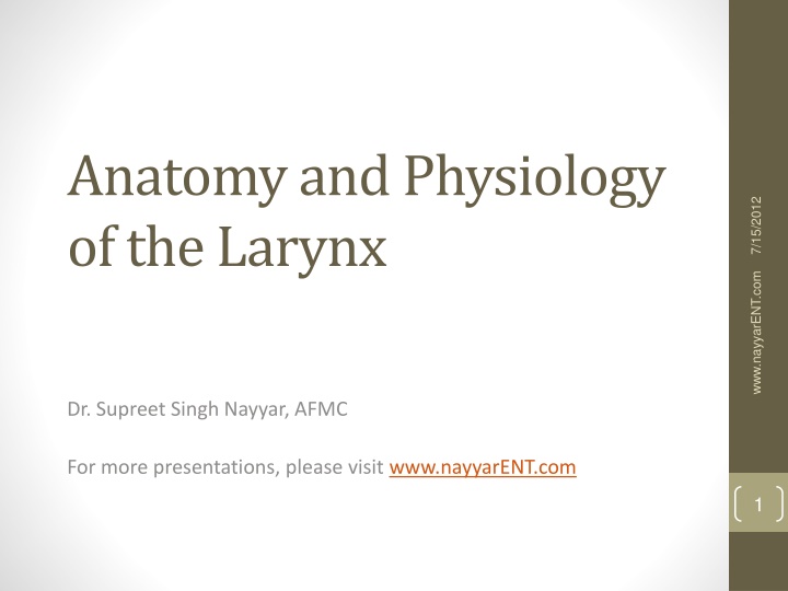 anatomy and physiology of the larynx n.w