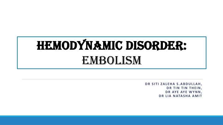 hemodynamic disorder hemodynamic disorder embolism n.w