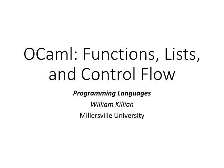 ocaml functions lists and control flow n.w