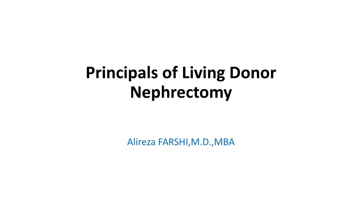 principals of living donor nephrectomy n.w