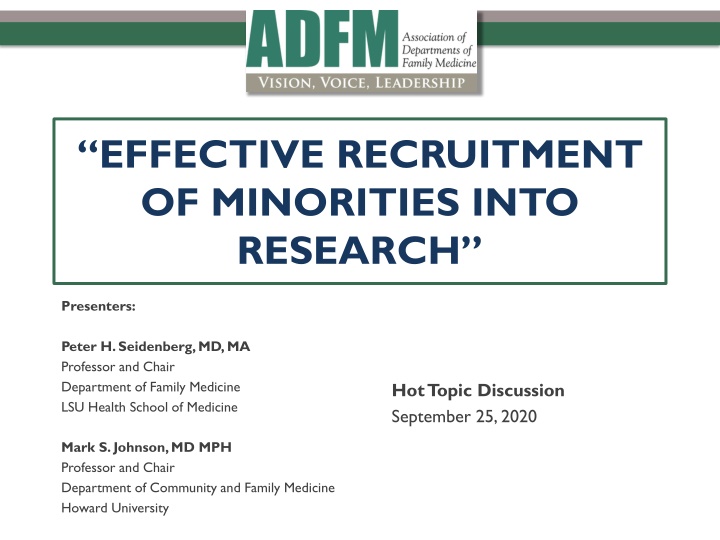 effective recruitment of minorities into research n.w