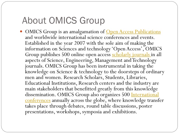 about omics group n.w