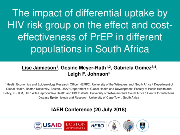 Impact of PrEP Uptake on Cost-Effectiveness in South Africa