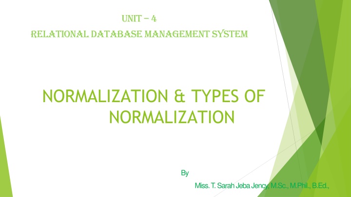 Relational Database Management System Normalization