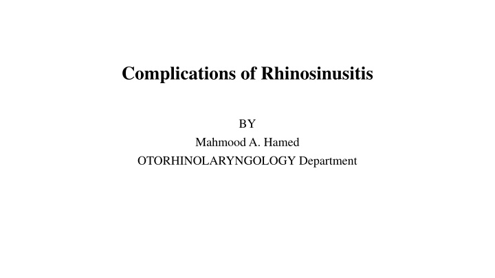 complications of rhinosinusitis n.w