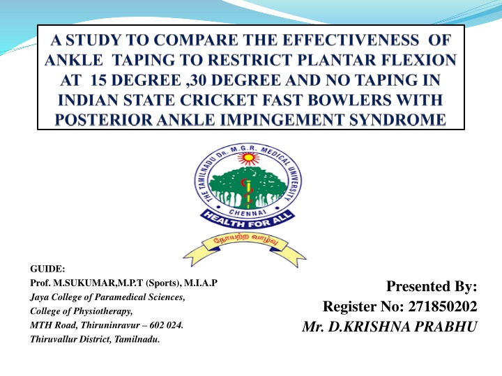 guide prof m sukumar m p t sports m i a p jaya n.w