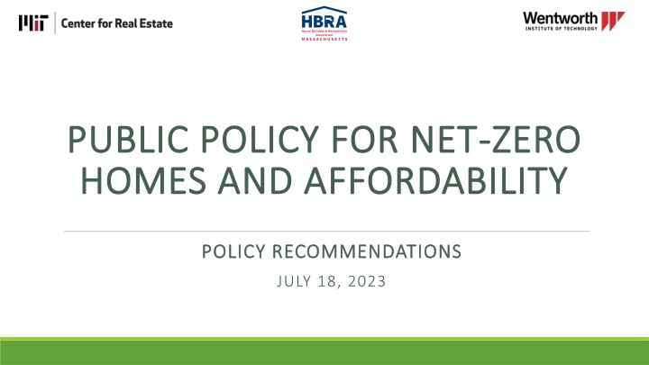 Strategies for Advancing Net Zero Homes and Affordability in Massachusetts