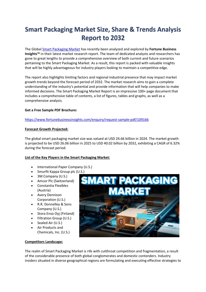 the global smart packaging market has recently n.w