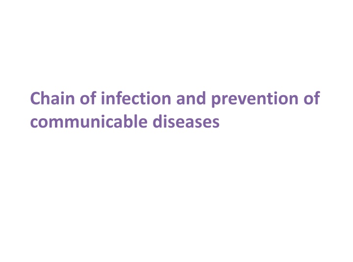 chain of infection and prevention of communicable n.w