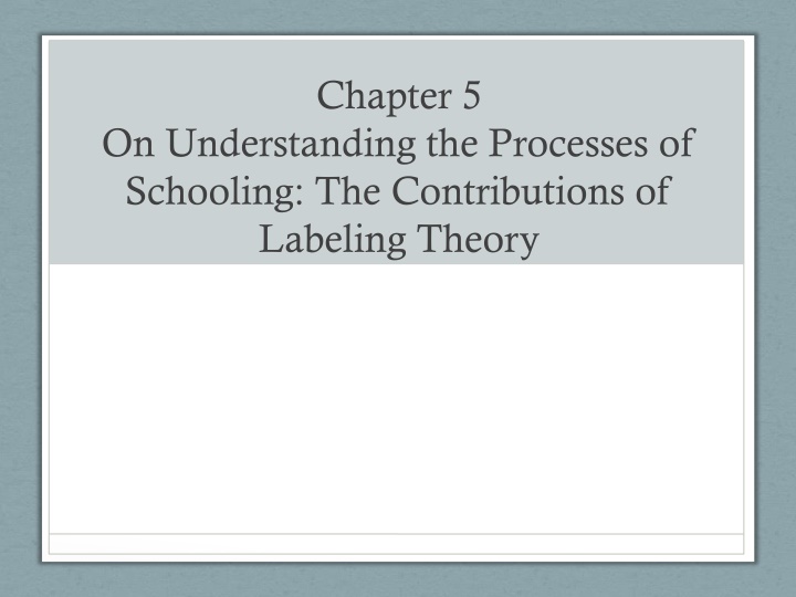 Contributions of Labeling Theory in Schooling Process