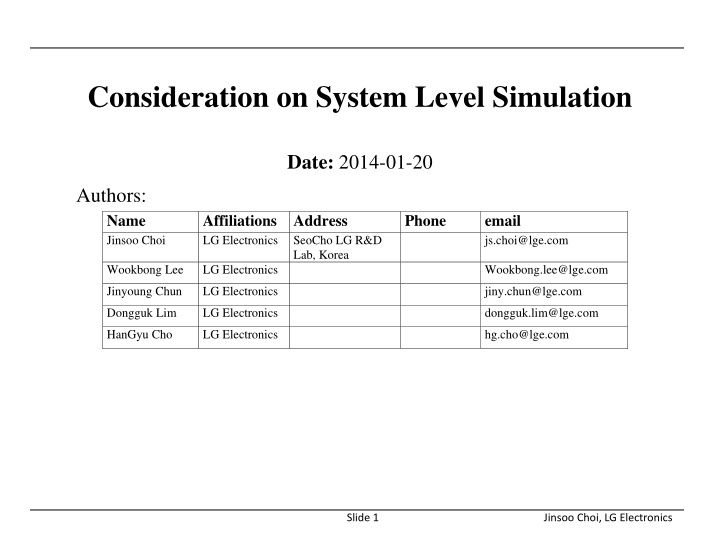 consideration on system level simulation n.w