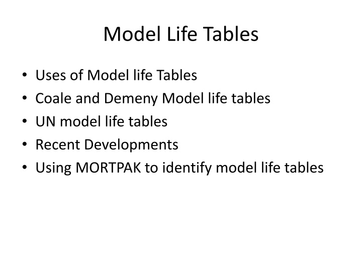 model life tables n.w
