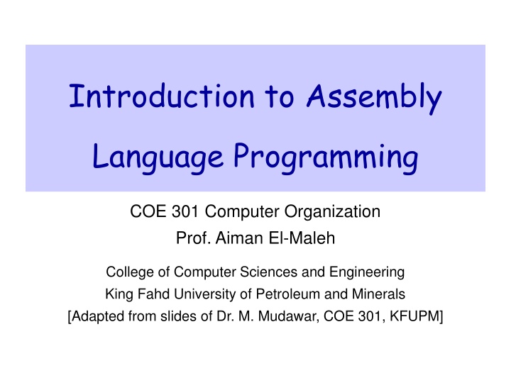 introduction to assembly n.w