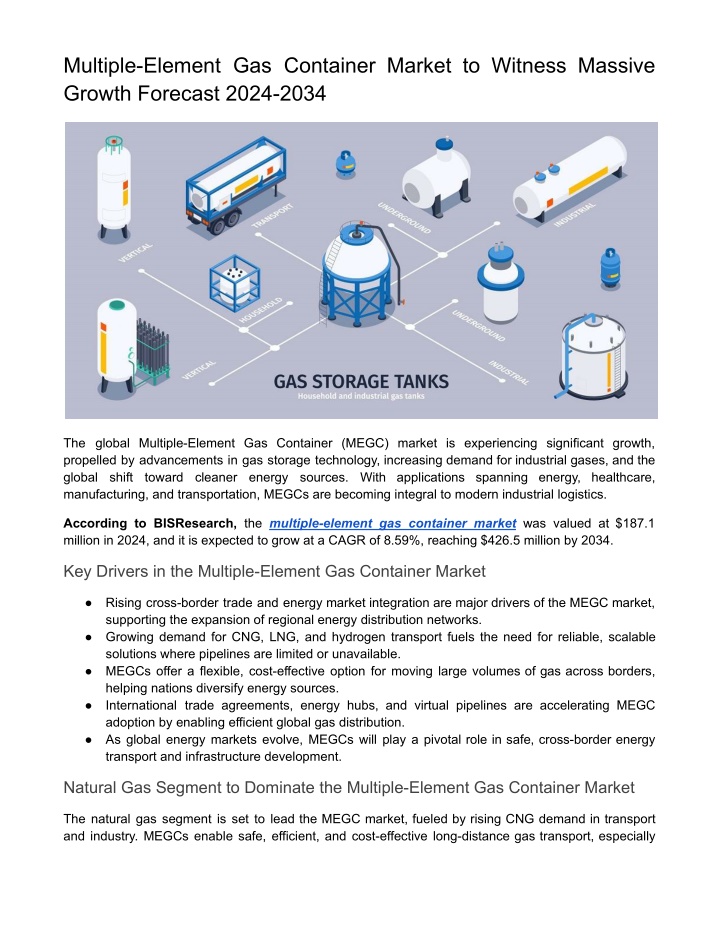 multiple element gas container market to witness n.w