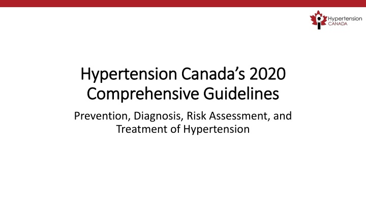Comprehensive Guidelines for Hypertension Management in Canada 2020
