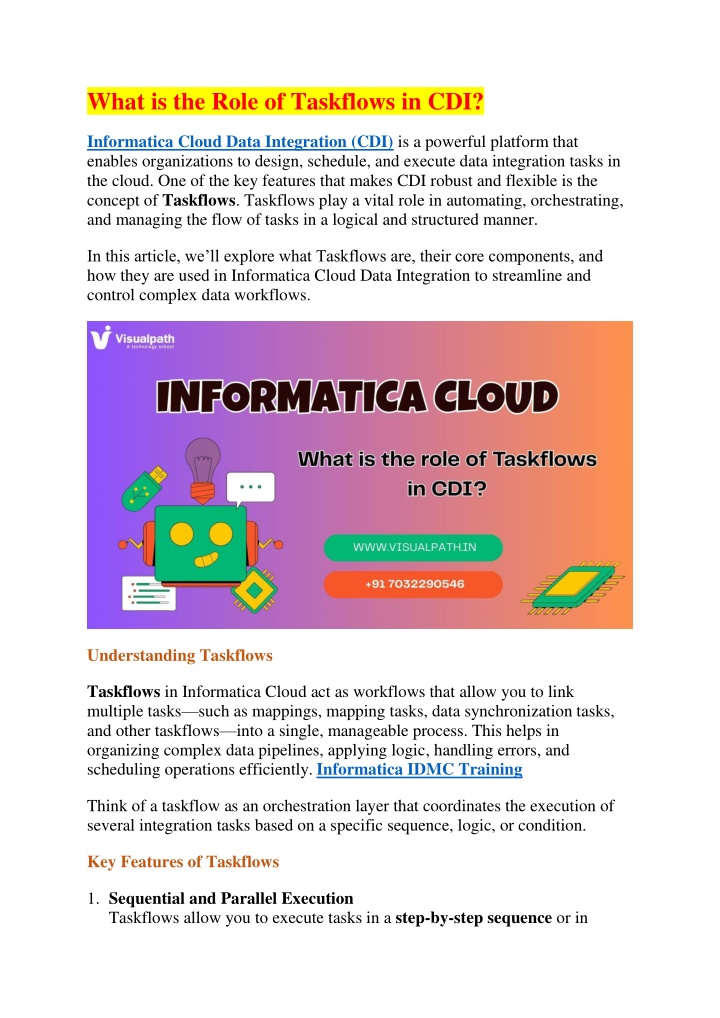 what is the role of taskflows in cdi n.w