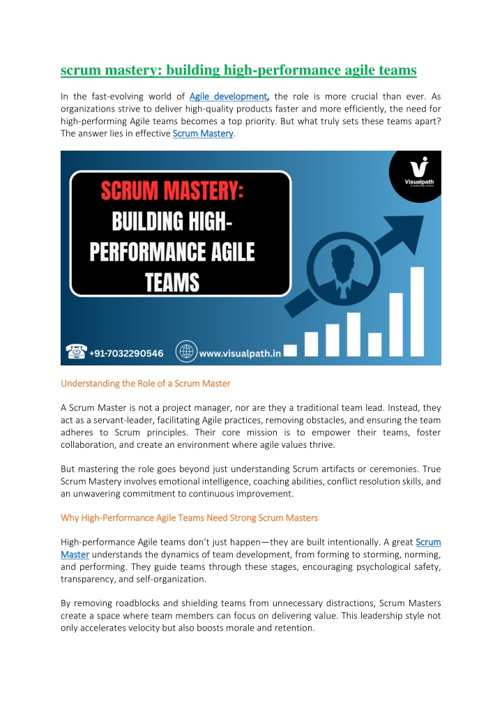 scrum mastery building high performance agile n.w