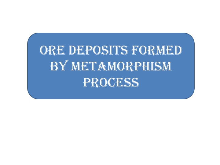 Formation of Ore Deposits by Metamorphic Processes