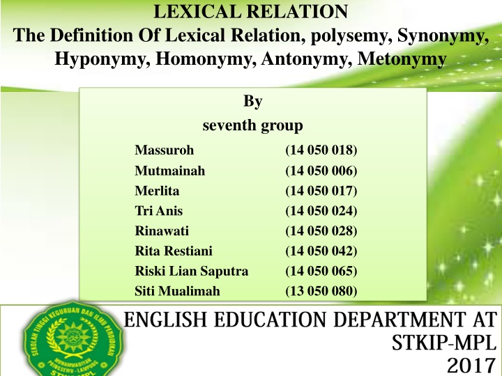 lexical relation n.w