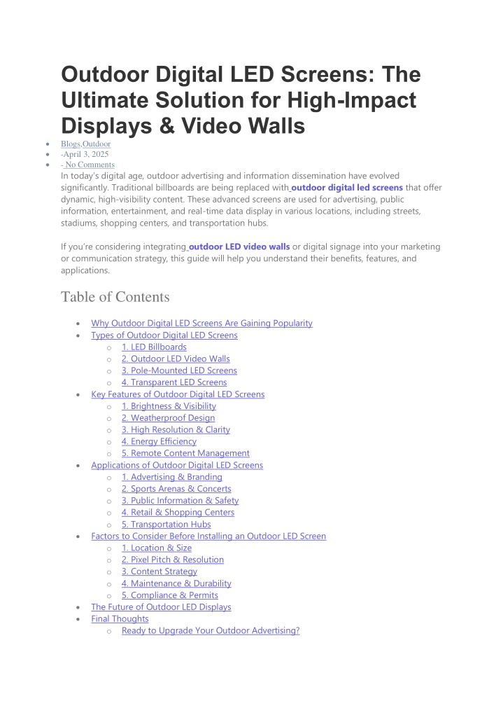outdoor digital led screens the ultimate solution n.w